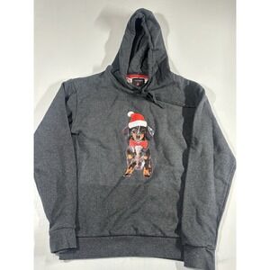 Ricky Singh Dachshund Hooded Sweatshirt in Gray Cotton Holiday Outerwear Size MD